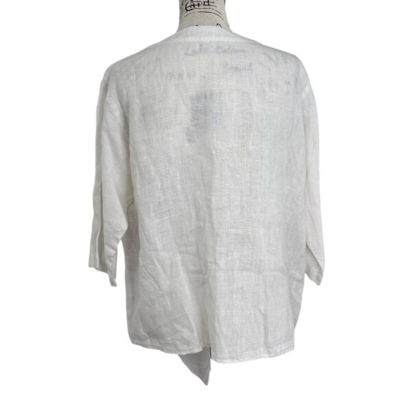 Christopher Calvin White Linen Asymmetrical Hem Top Womens Size M - Picture 3 of 8